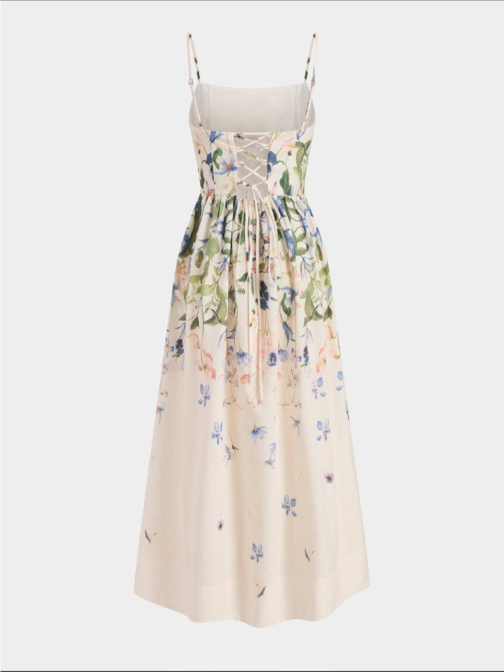 Commense Floral Print Spaghetti-Strap Maxi Dress - Cream/Green/Blue - Picture 2 of 4